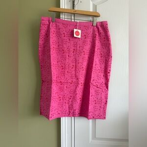Boden Pink Eyelet Pencil Skirt
